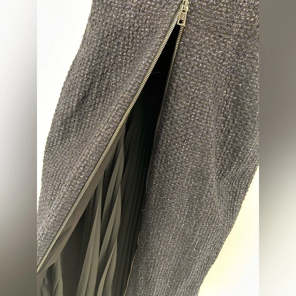 Mantu Italy Midi Dress Size IT 40 US 4 Navy Blue Tweed Metallic Sheath